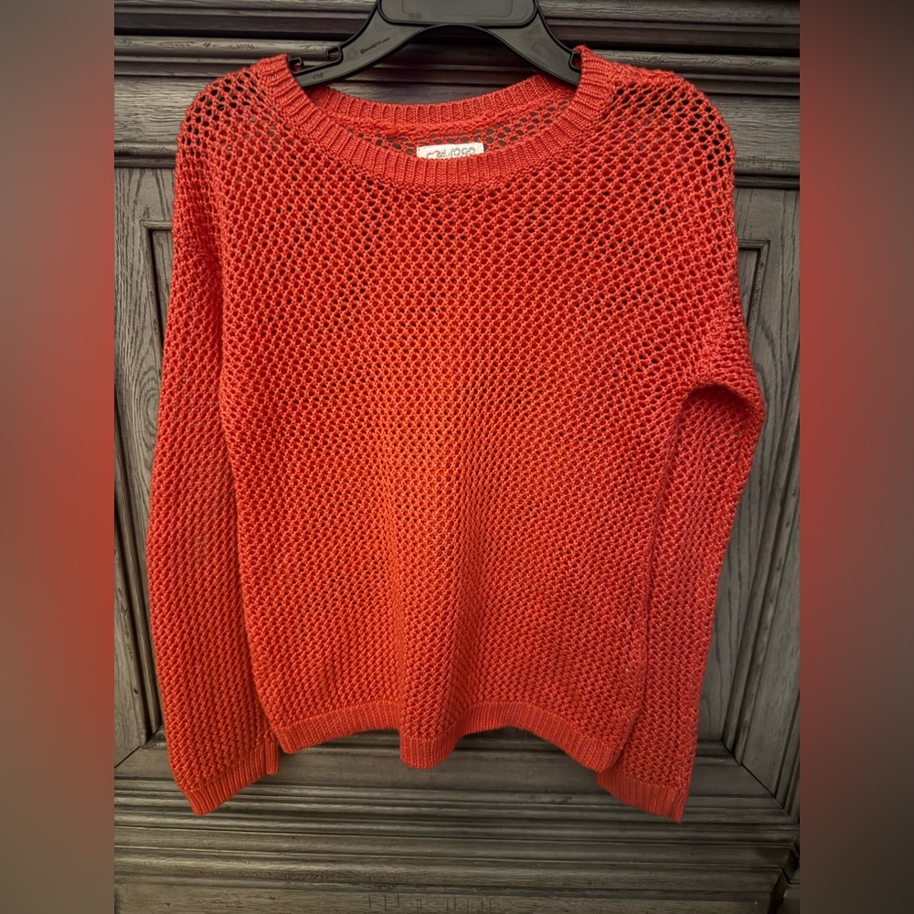 “Worn Once”  Size 5/6 1989 Place Vibrant Red Mesh Sweater